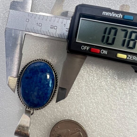 Vtg Navajo Ella Peter Blue Denim Lapis Pendant 925 Silver Twisted Torque Necklac - Picture 9 of 9